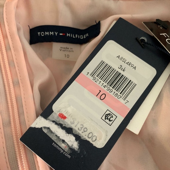 Tommy Hilfiger Dress Pink Black Floral Shift Sz 10 - Picture 5 of 6